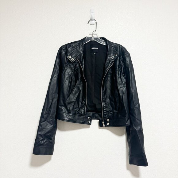 🦋 I AM GIA Reika Black Moto Jacket Medium Retro Whimsygoth Emo Casual Skater - Picture 2 of 6